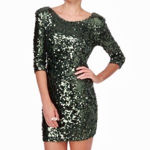 EUC Blaque Label Supernova green sequin minidress